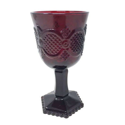 Vintage Avon 1876 Cape Cod Ruby Red Glass Elegant Wine Glass A+ Stuff A+ Stuff