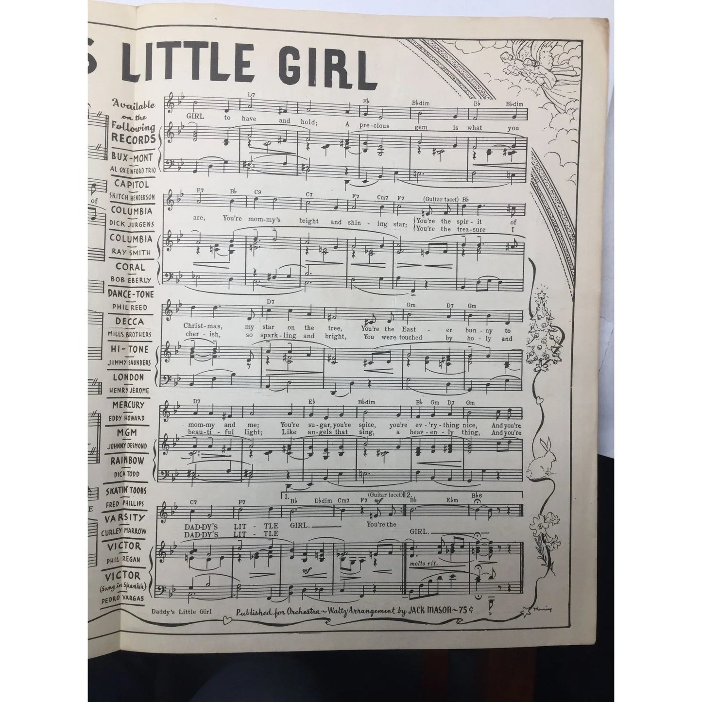 ''Daddy's Little Girl'' by Bobby Burke and Horace Gerlach - Beacon music co - SHEET MUSIC - A+ Stuff