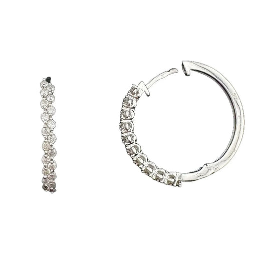 Simply Stunning 1/2 ct Natural Diamond Hoop Earrings - Sterling Silver - A+ Stuff