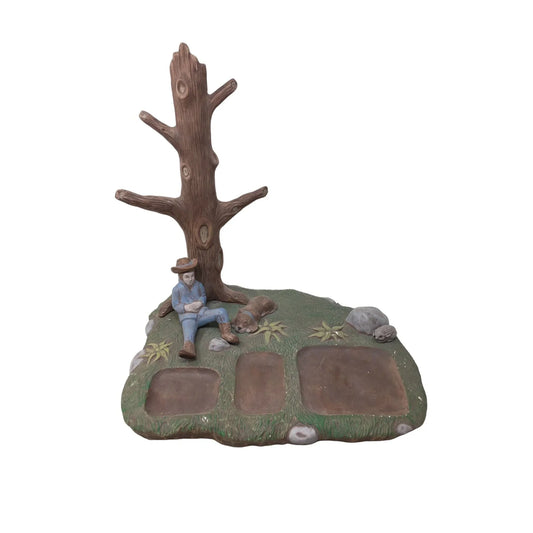 1984 Vintage Cramer Mold Inc. Ceramic Man Wearing Hat Sitting in Grass by Tree Home Decor/Figurine Cramer Mold Inc. A+ Stuff mens dresser trinket dish