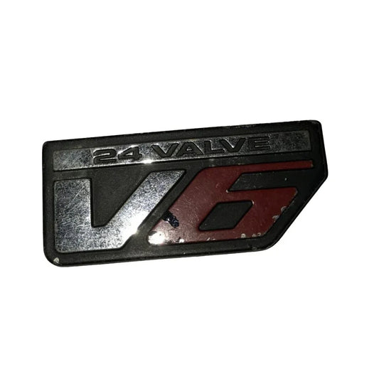 24 Valve V6 Red & Silver Vehicle Hood Ornament/Auto Patch Emblem - A+ Stuff