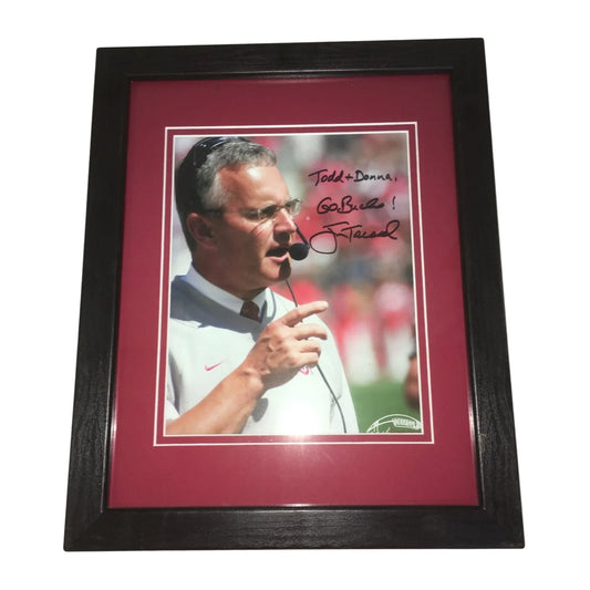 Vintage Autographed Framed Picture of Jim Tressel (Coach of OSU)- 14"x11" - A+ Stuff