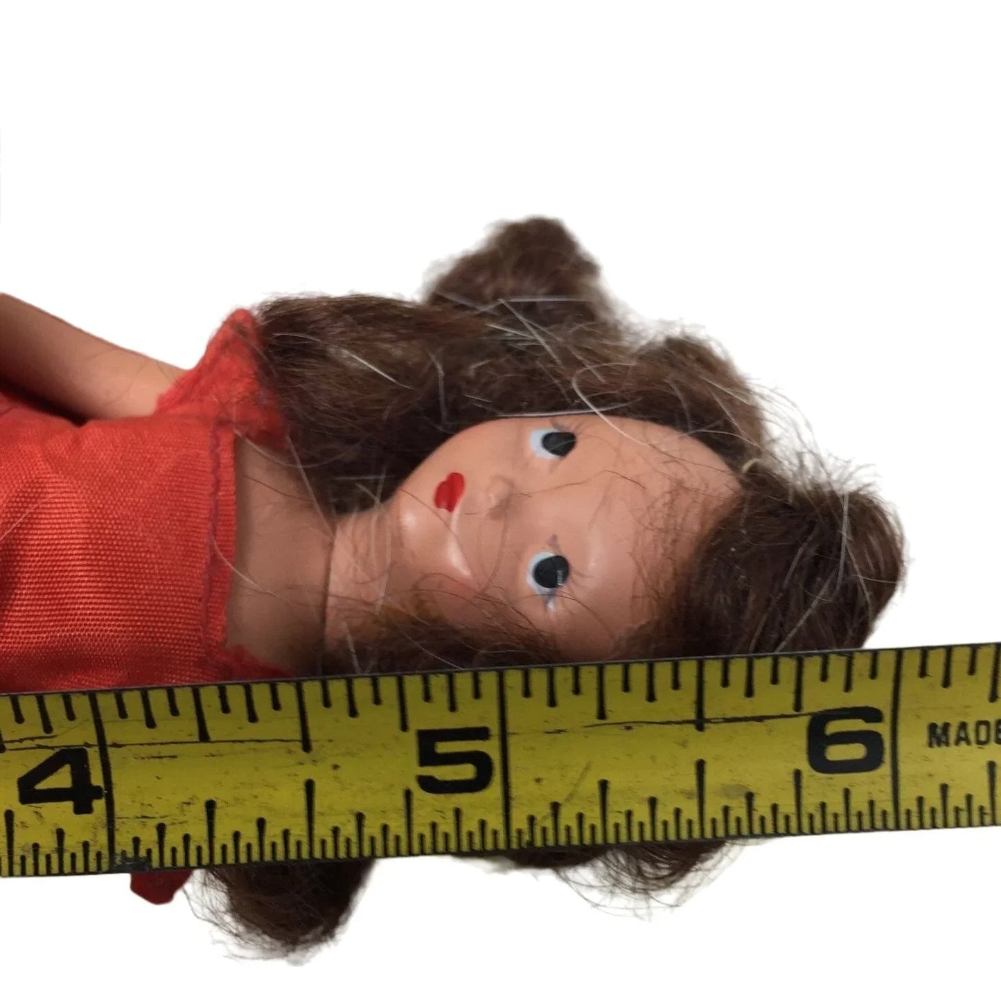 Vintage Nancy Ann Bisque Storybook Collectible Brunette Doll with Red Dress A+ Stuff A+ Stuff