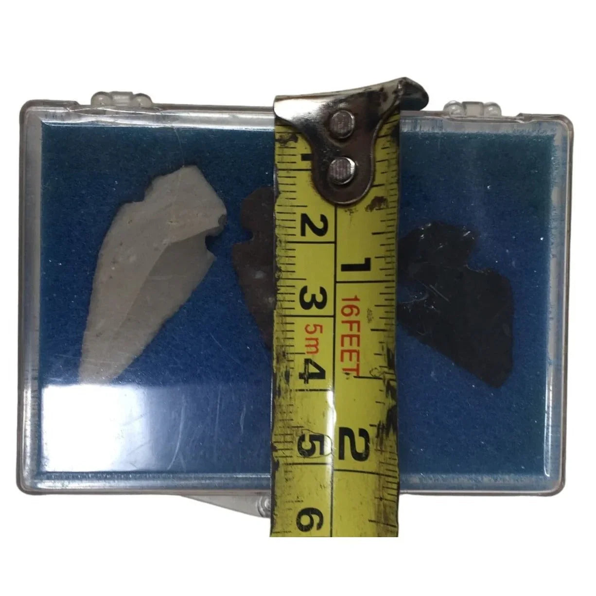 Vintage Hand Chipped Stone Arrowheads (3) in Small Clear Case A+ Stuff A+ Stuff