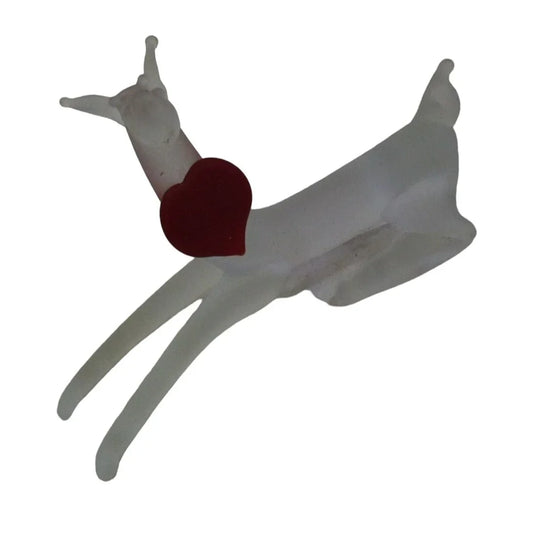 Christmas Holiday Clear Glass Dog Figurine with Red heart- About 4" - A+ Stuff