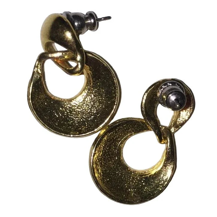 Womens Vintage Mermaid Scaled Gold Tone Dangly Earrings - A+ Stuff