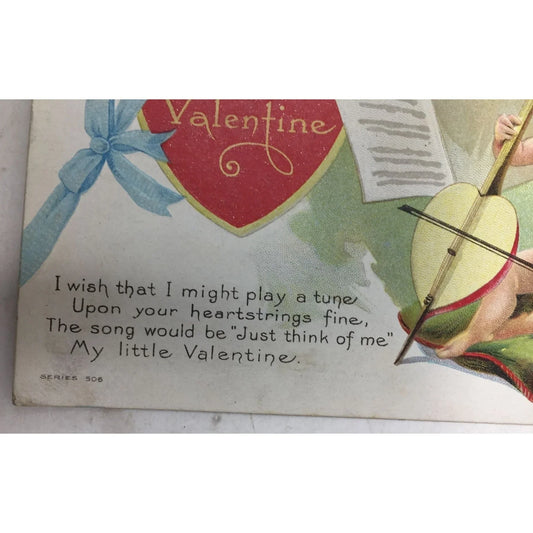 Vintage Antique 1910 Collectible Postcard Cupid Playing Heart Cello A+ Stuff A+ Stuff