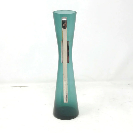 UNIQUE Greenish TEAL Glass PITCHER with Metal Handle Hourglass -- A+ Stuff Serving Pitchers & Carafes