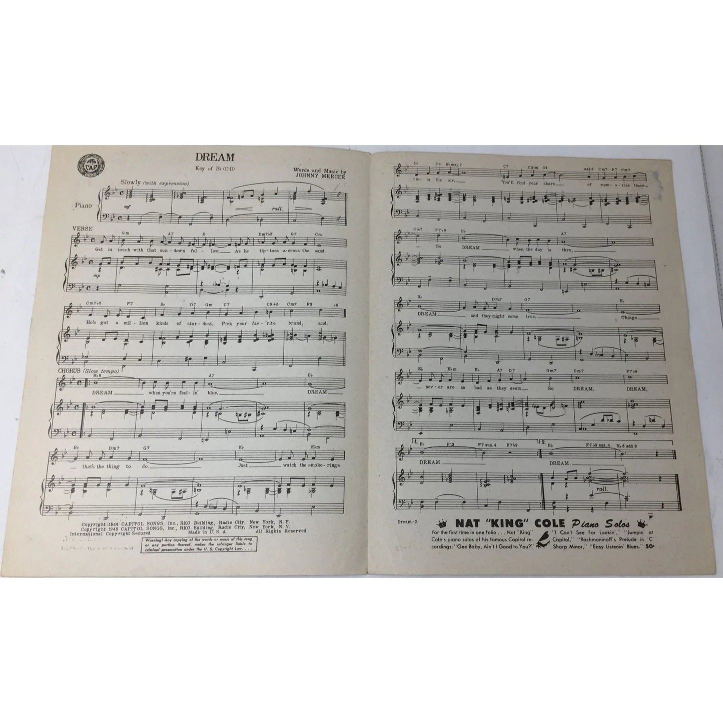 ''DREAM'' Words and music by Johnny Mercer - A+ Stuff - sheet music - A+ Stuff