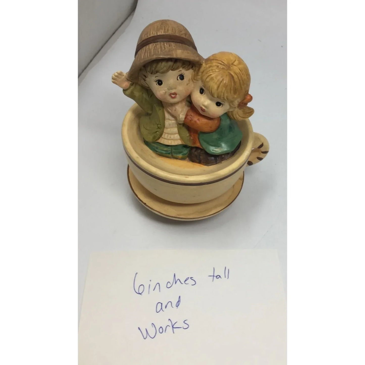 Vintage Musical Cup & Saucer with Boy and Girl Music Box Plays "TEA FOR TWO" - A+ Stuff