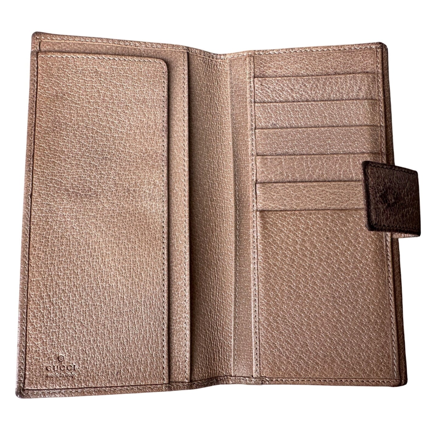 Gucci Beige Pebbled Leather Long Wallet