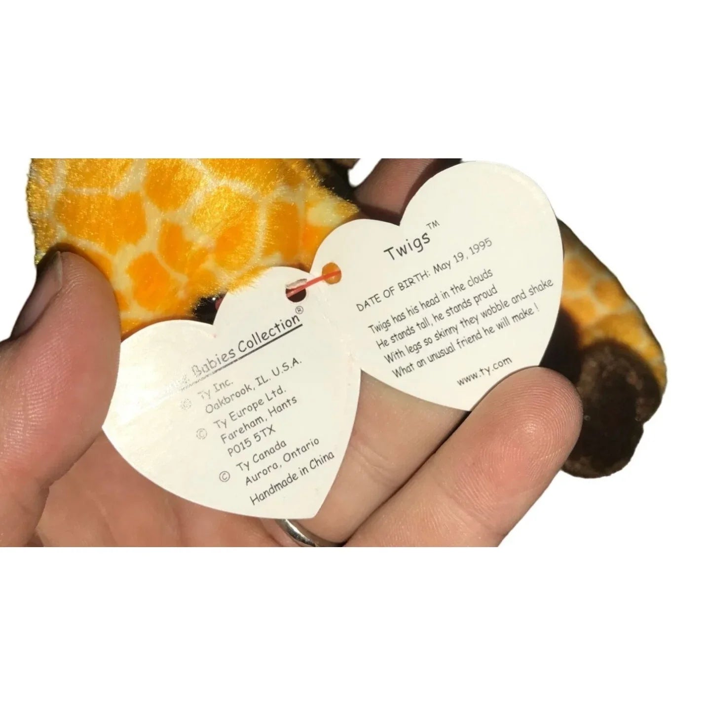 Vintage 1995 Twigs the Giraffe TY Beanie Baby with Tags - A+ Stuff