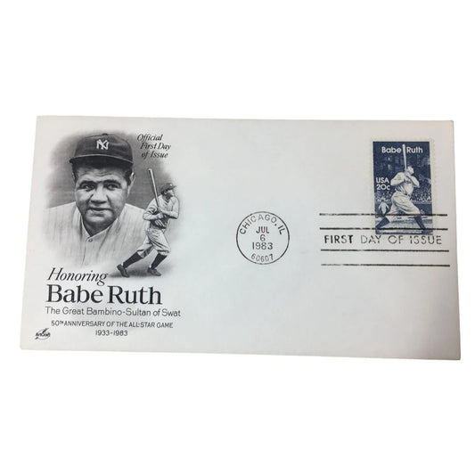 Vintage July 6, 1983 Official 1st Day of Issue Babe Ruth Envelope & Stamp - A+ Stuff