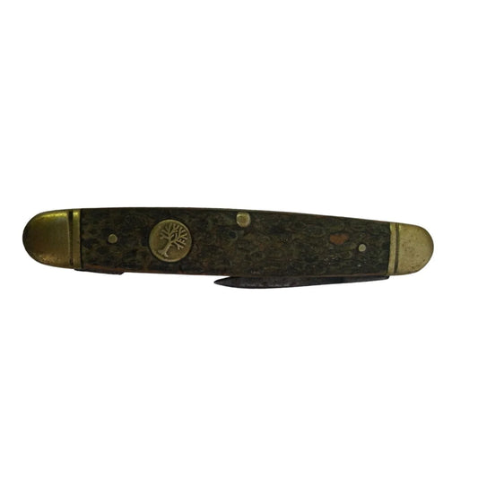 Vintage Boker USA Tree Brand Brown Pocket Knife with Knife Holder - A+ Stuff
