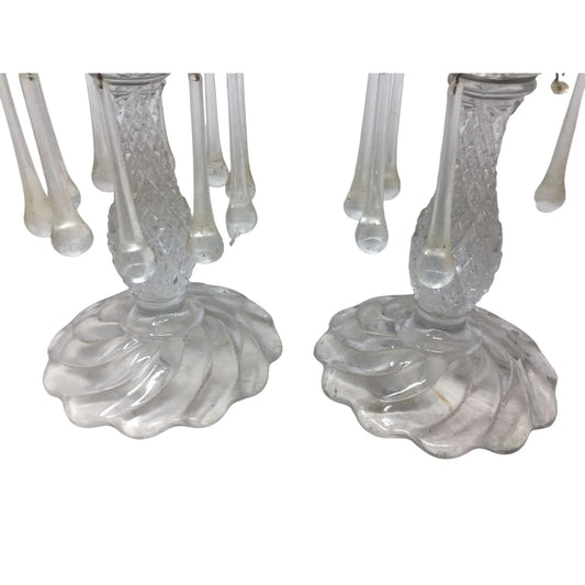 2 Vintage Crystal Glass Candle Holders (Broken/Chipped Pieces) - A+ Stuff