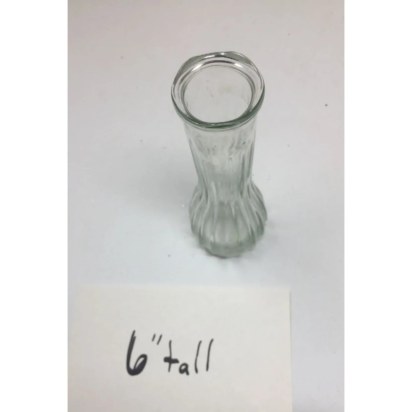 Short 6'' tall Ribbed Clear Glass Bud Vase - A+ Stuff