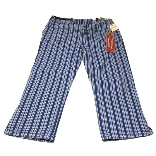 Abercrombie Girls Size 7 Striped Blue Super Low Rise Capri Pants New with Tags - A+ Stuff