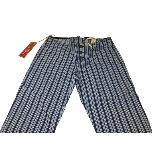 Abercrombie Girls / Juniors Size 16 Striped Blue Super Low Rise Capri Pants New with Tags - A+ Stuff