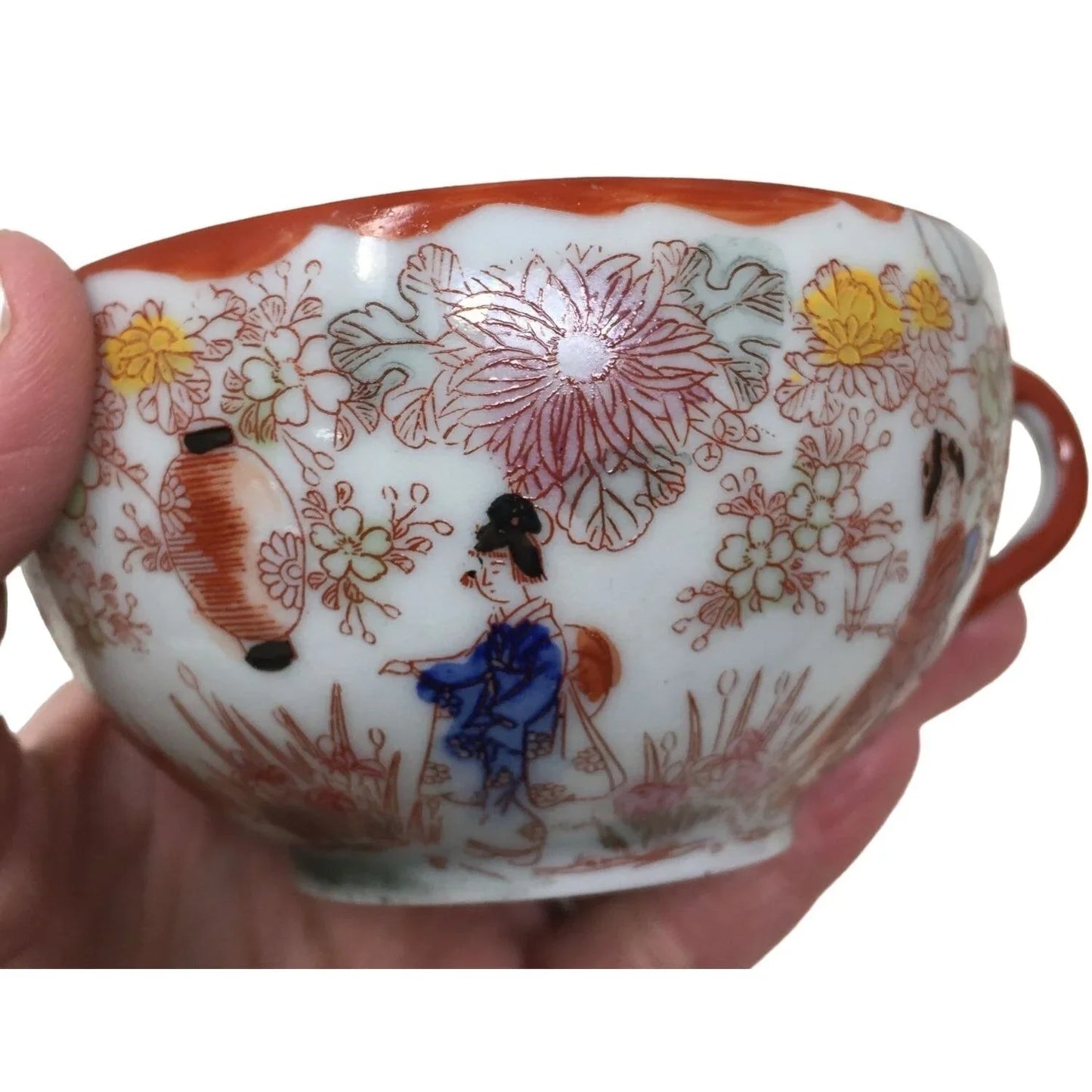 Teacup and Saucer Set with Red Border And flowers printed on both A+ Stuff A+ Stuff