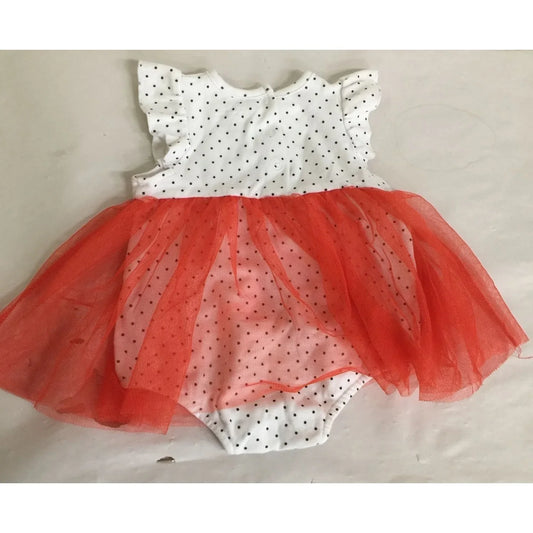 Baby Girl "Welcome to the World" 3-6M Polka Dot Onesie With Red Tutu Attached - A+ Stuff