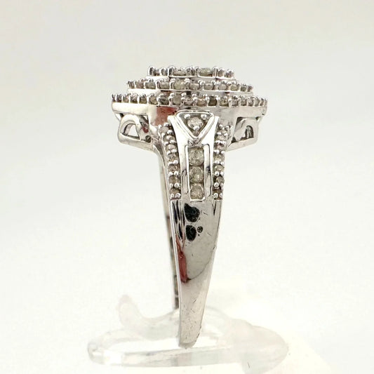 Stunning 1/2 carat Diamond Marquise Cluster Ring - Sterling Silver Size 7 - A+ Stuff