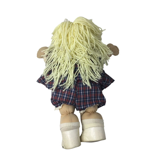Vintage Blonde Haired Cabbage Patch Kids Doll Wearing Plaid Outfit - A+ Stuff