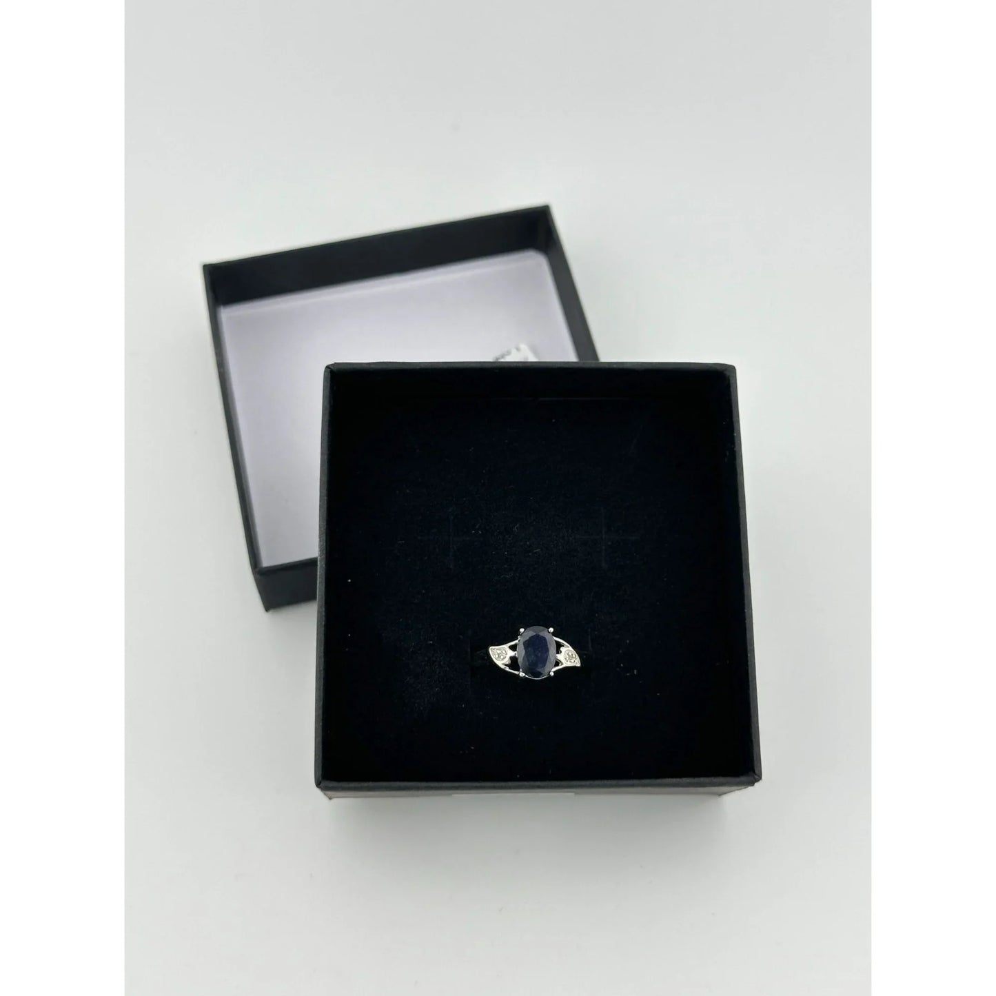Black Sapphire and Diamond Accent Oval Ring - Sterling Silver - Simple Beauty! - A+ Stuff