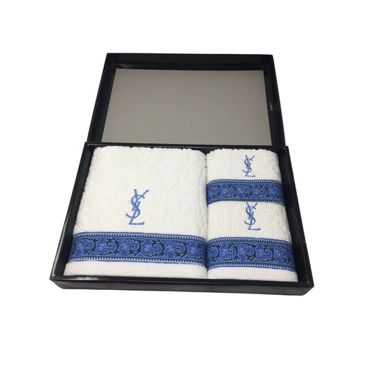 Yves Saint Laurent Embroidered Monogram Bath Towel Set - YSL