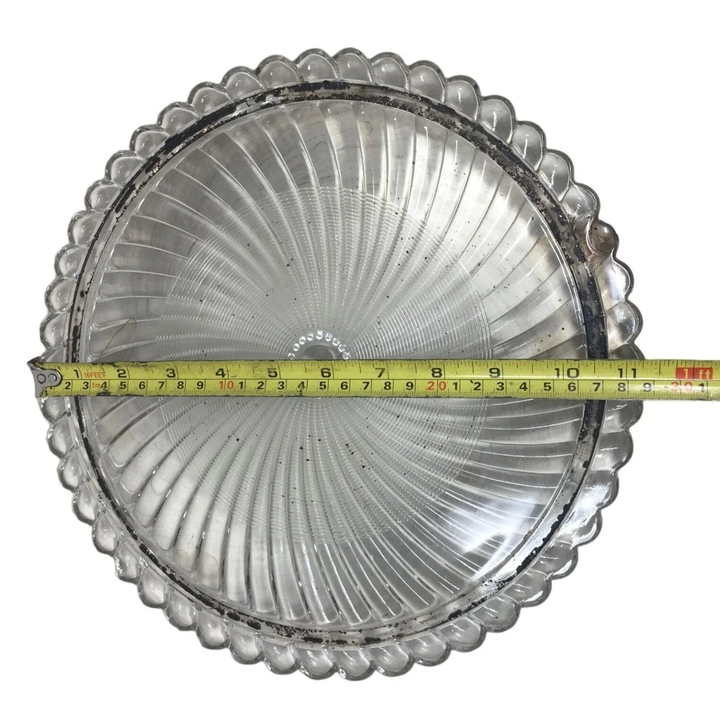 Vintage Clear Glass Round Dessert Tray/Cake Plate with Pinwheel Design - A+ Stuff