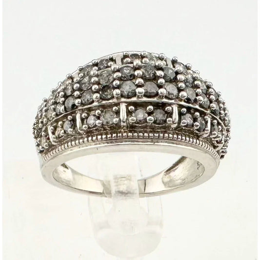 Brilliant 1.00 Ct Natural Diamond Multi-Row Designer Ring - Size 7.75 - Sterling Silver Setting - A+ Stuff