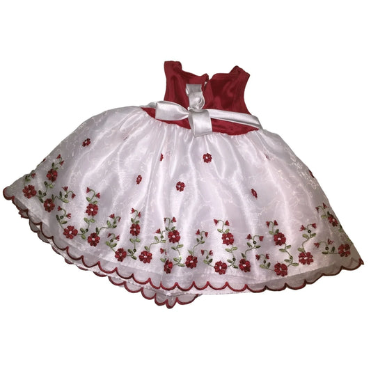 Youngland Baby White/red Dress with Flowers Size 6/9 Months - A+ Stuff