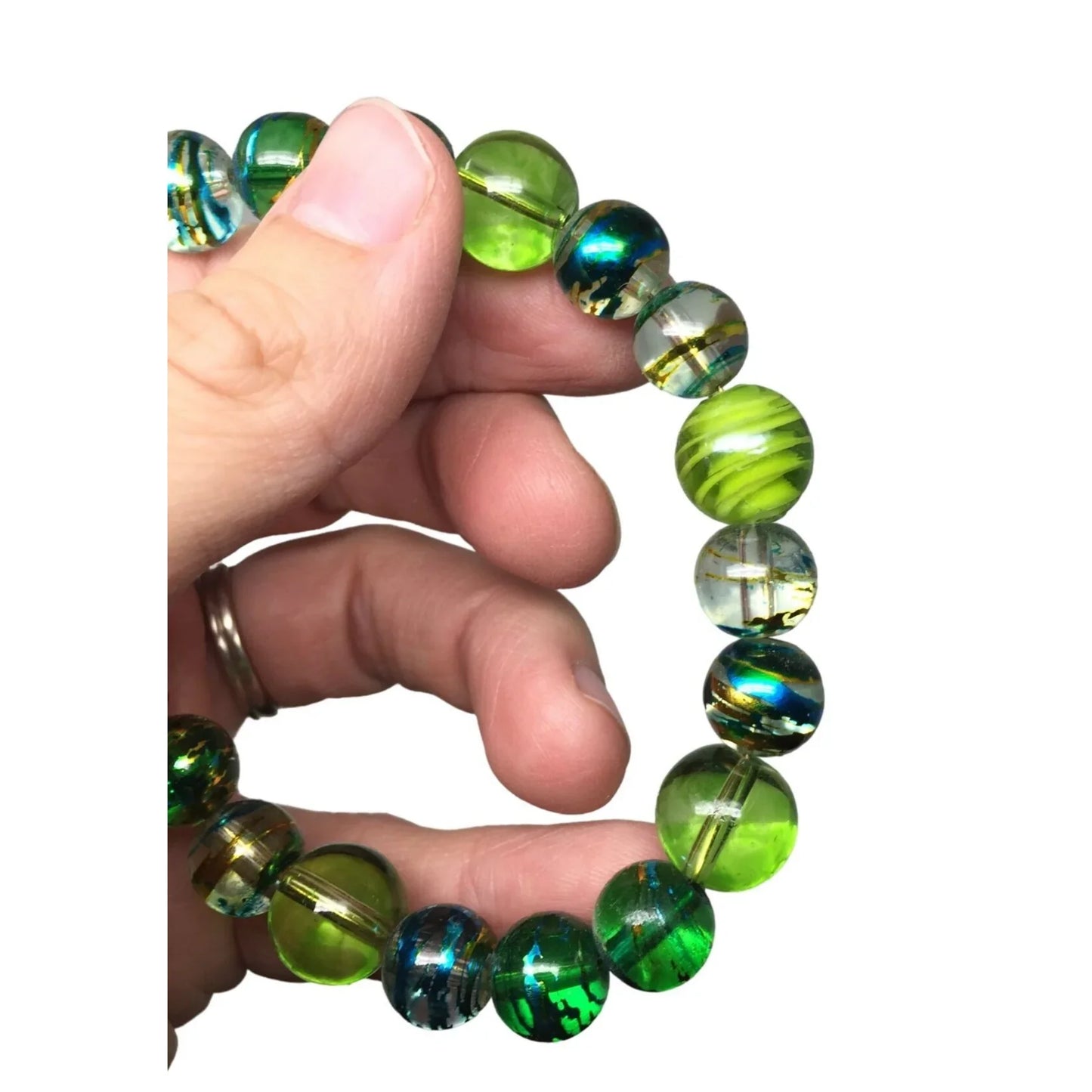 Women's Blue/Green Beaded Bracelet with Clasp - A+ Stuff