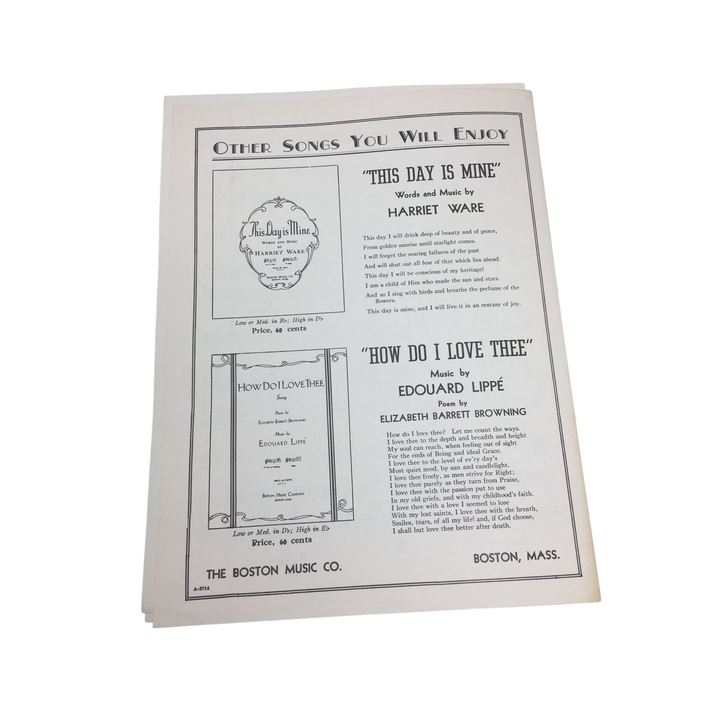 vintage edition of "Because" sheet music with lyrics A+ Stuff A+ Stuff Sheet Music