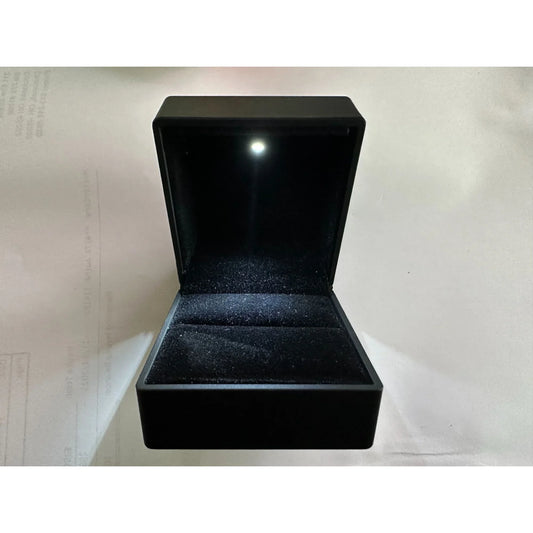 Black Ring Box with LED Light - Black Velvet interior - LED Light to showcase Ring - A+ Stuff