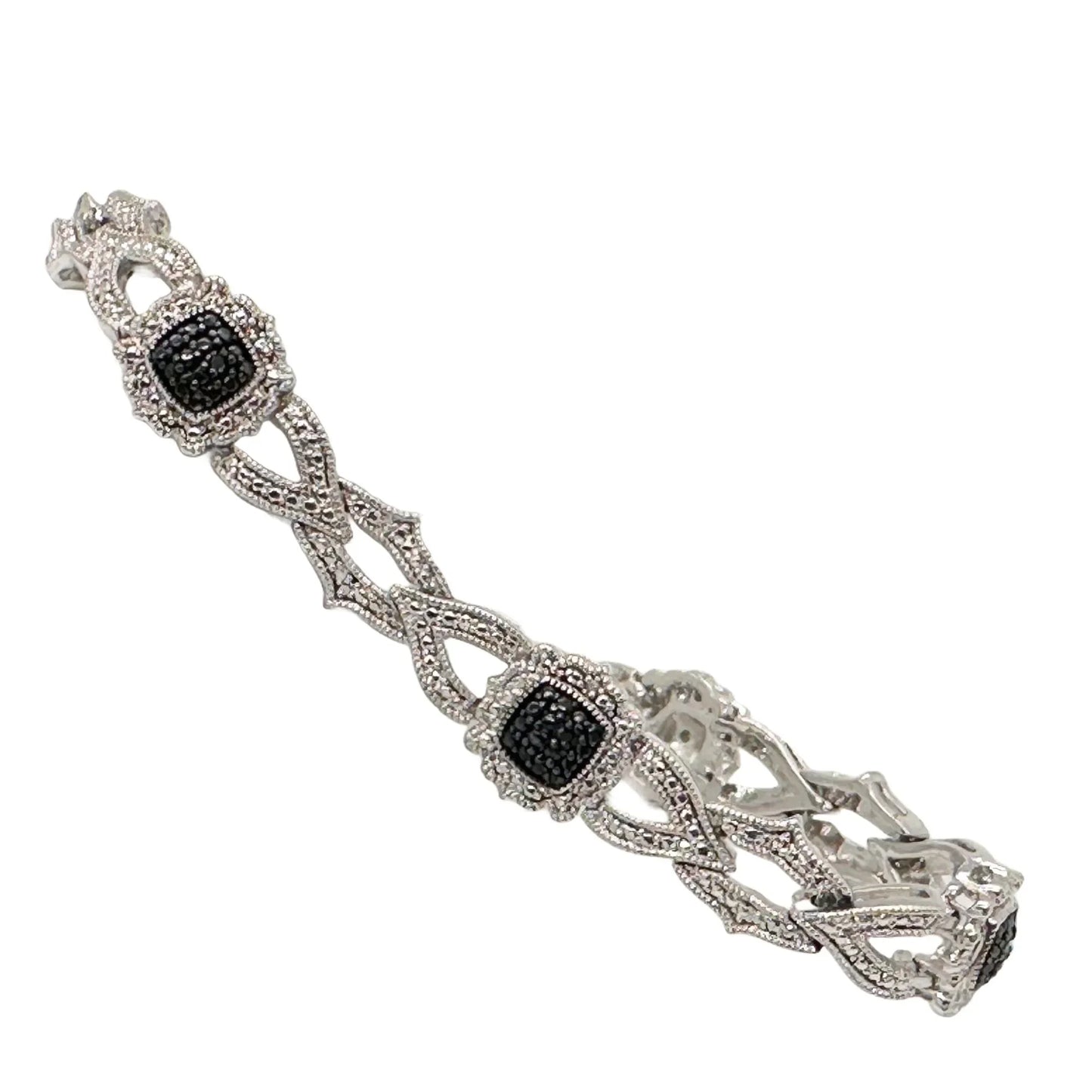 Beautifully Elegant Black and White Diamond Bracelet - Wonderful Detailing - A+ Stuff