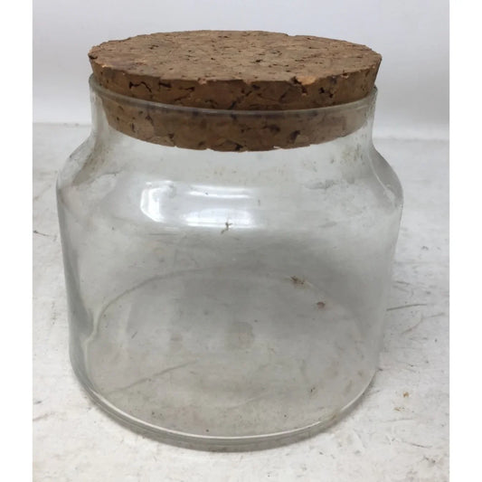 Vintage Small Clear Glass Jar/Container with Cork Lid - A+ Stuff