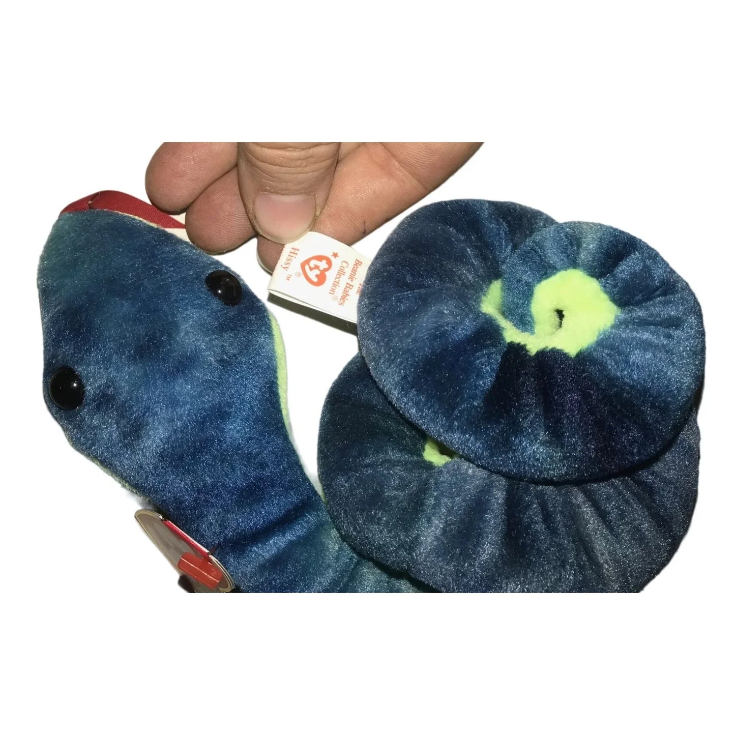 Vintage 1997 Ty Beanie Original Baby Blue & green Snake Named Hissy - A+ Stuff