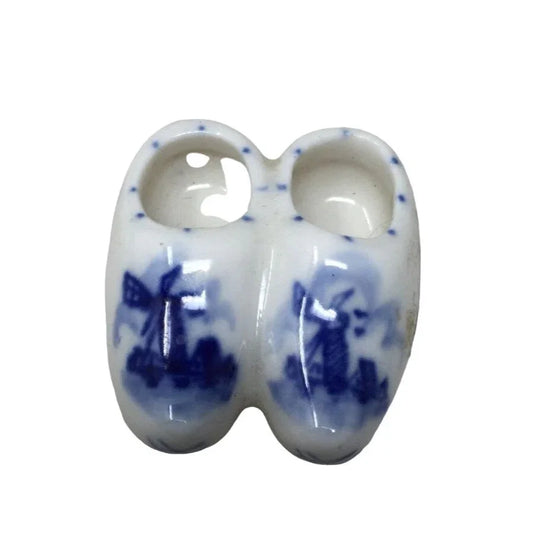 Vintage Miniature Blue and White Pair of Dutch Clogs Refrigerator Magnet A+ Stuff A+ Stuff