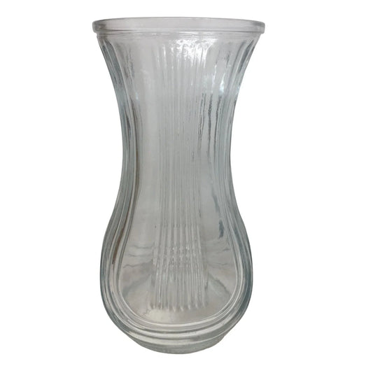 Vintage Hoosier Glass Vase- Tall/Clear Flower Vase Embossed Ribbed Design hoosier A+ Stuff