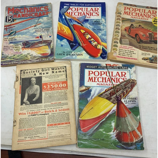 Set of 5 Vintage Popular Mechanics Collectible Magazines (July, Feb, Oct) popular mechanics A+ Stuff
