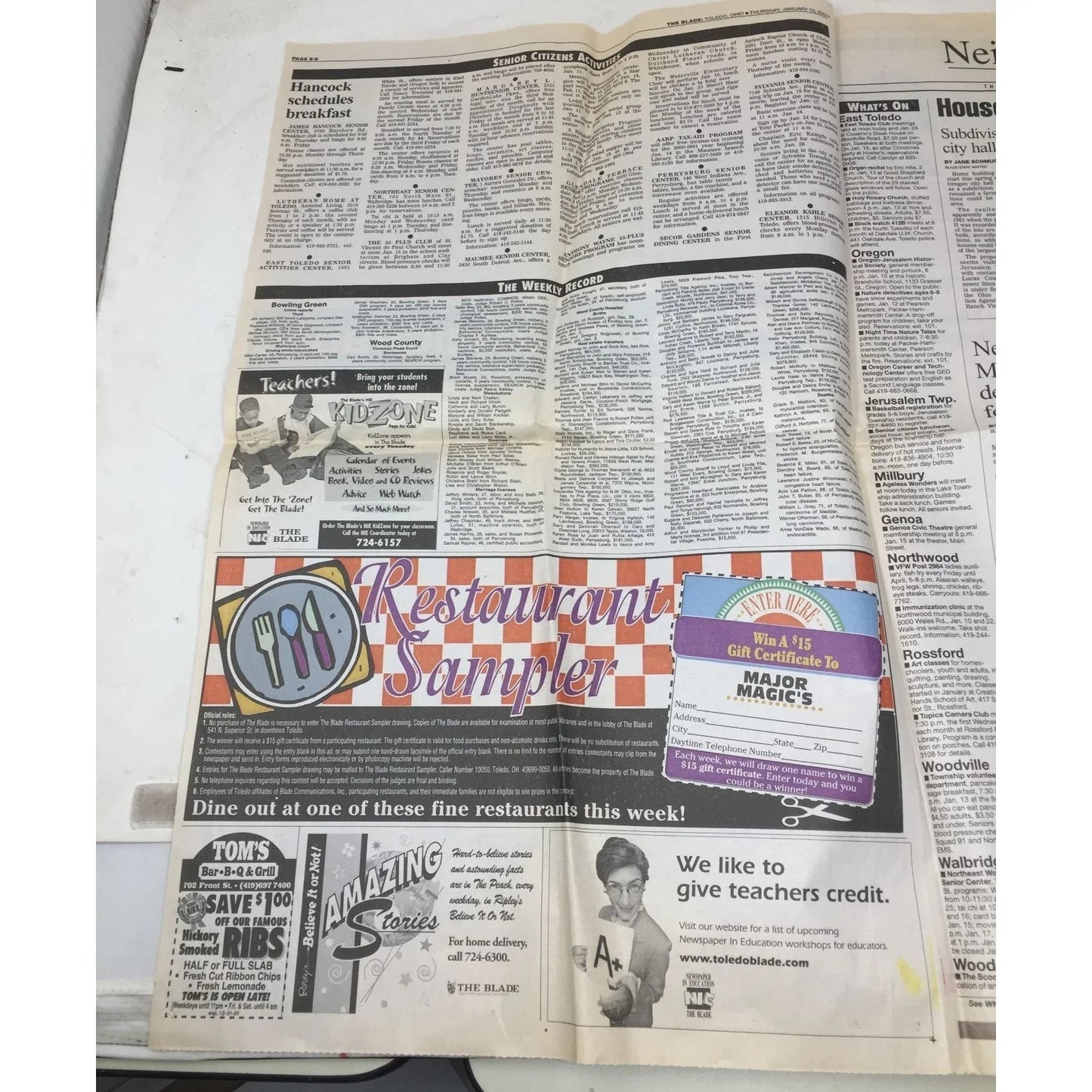 Vintage Collectible Newspaper "Neighbors East" Jan. 10, 2002 Neighbors East A+ Stuff