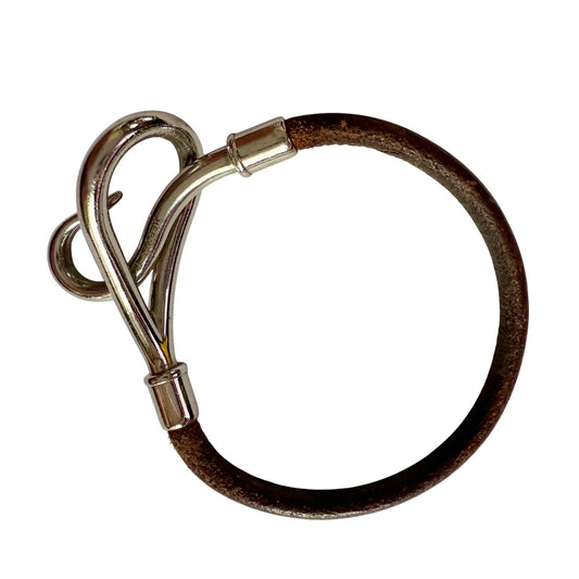 Hermès Jumbo Leather Hook Wrap Bangle Bracelet - Deep Brown