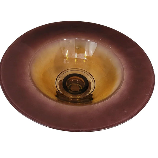 Brown Glass FOOTED Pedestal Dish ( for decor or serving) Great style! A+ Stuff A+ Stuff