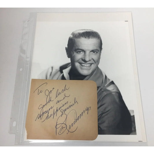 Bob Cummings - Vintage Headshot & Autograph on Napkin with Note - A+ Stuff