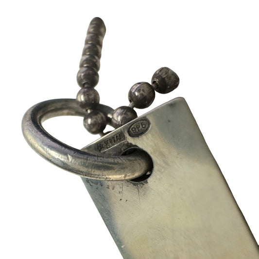 GUCCI Silver Bar Logo Plate Double Ball chain Necklace -19"