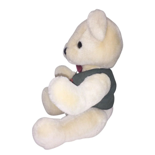 Applause 1988 jointed TEDDY BEAR plush toy w Bowtie and Vest Cute! Applause A+ Stuff Stuffed Animals