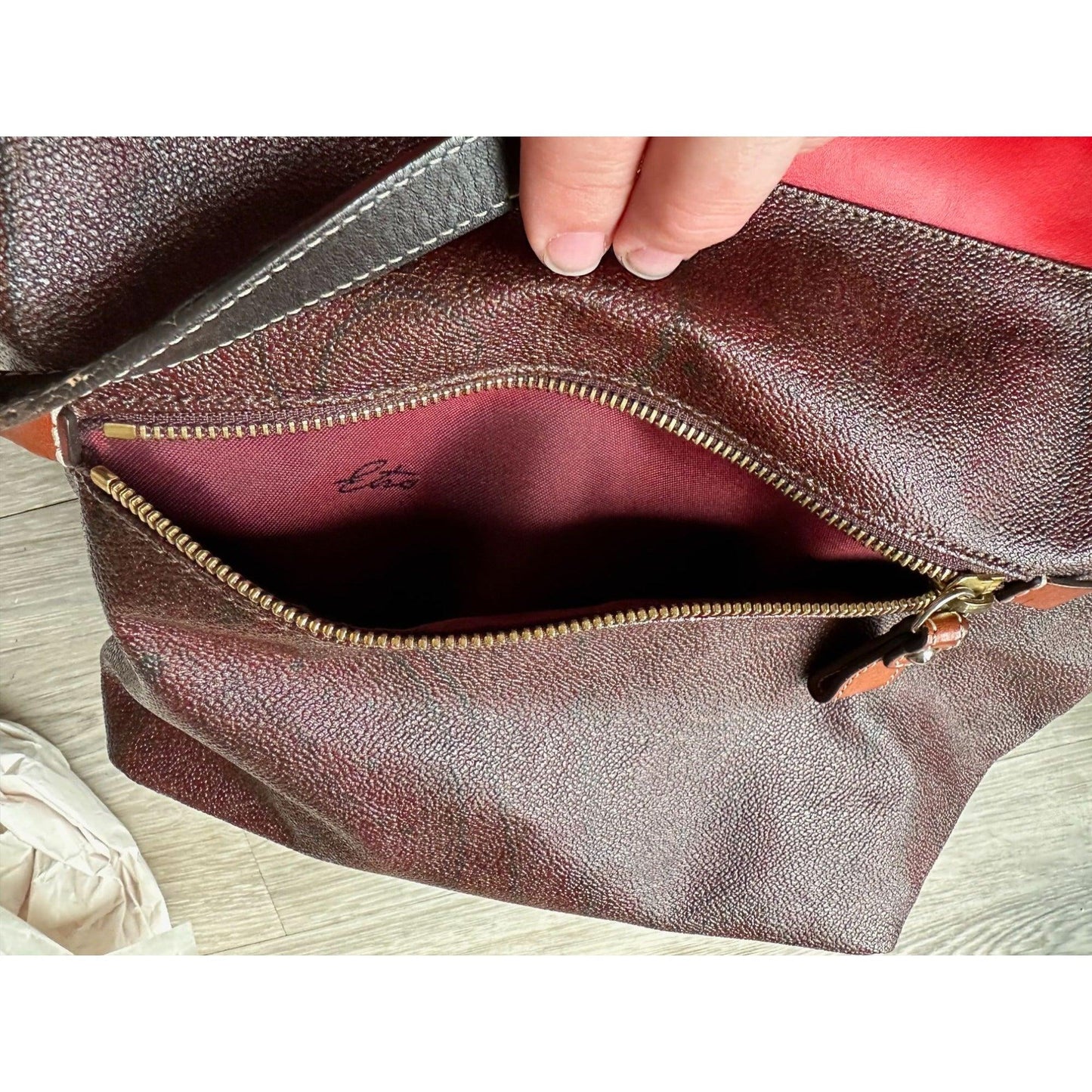 ETRO Milano Limited Edition Red Leather and Coated Paisley Canvas Bag - A+ Stuff
