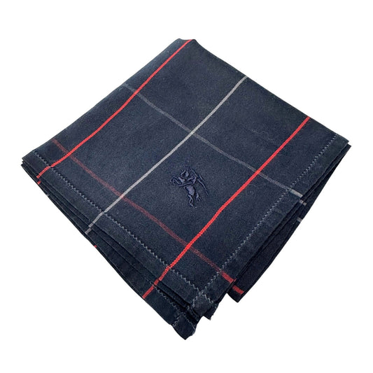 Burberry Men's Pocket Square / Handkerchief / Scarf Dark Blue, Red & White Plaid