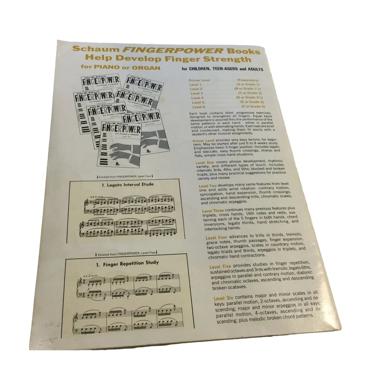 John W. Schaum Fingerpower for Piano or Organ A Set of Progressive Technical Exercises - A+ Stuff