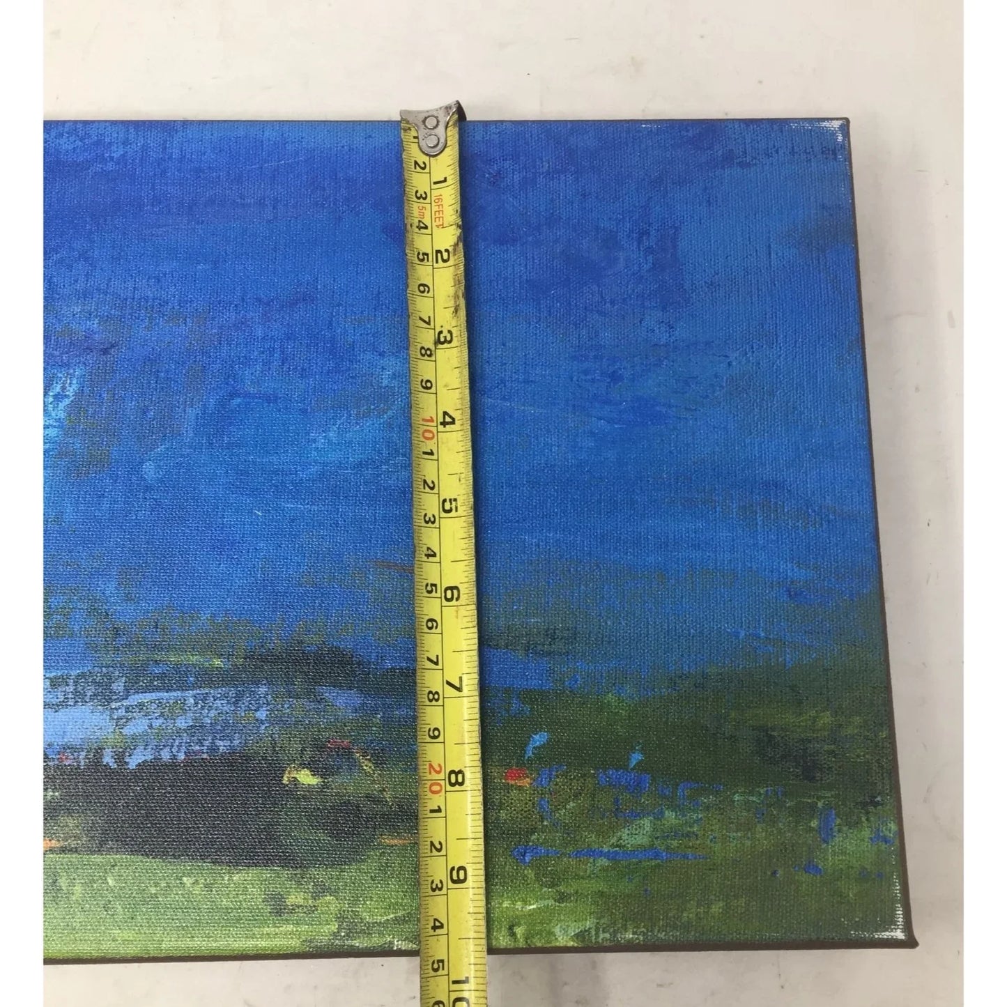 Colorful Blue and Green Hand Painted Landscape Scenery Wall Art - about 23.5"x9.5" - A+ Stuff